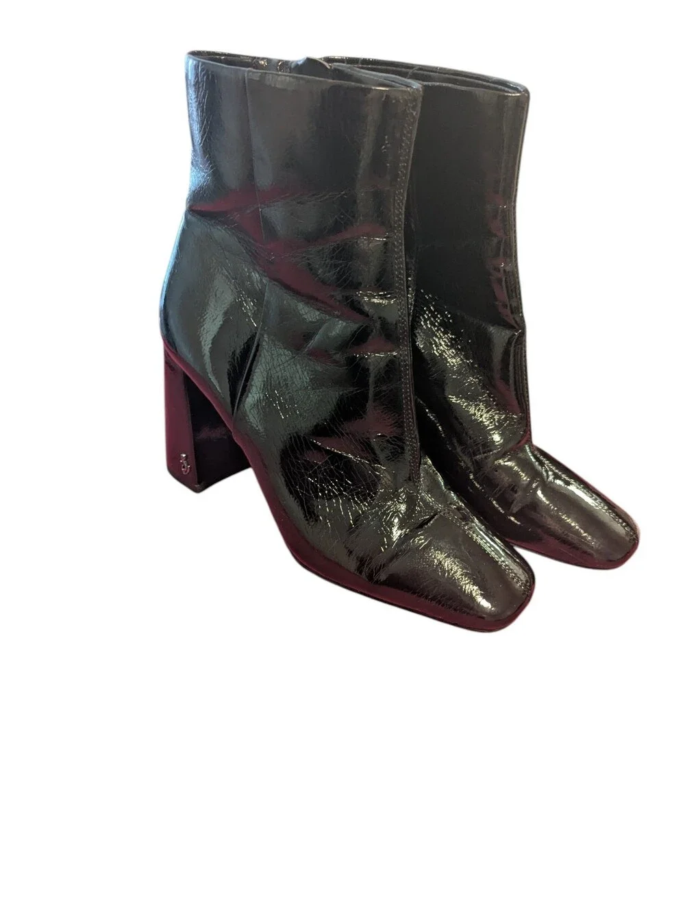 Sam Edelman,Patent Leather Ankle Boots - Women's Stylish Block Heel, Size 7